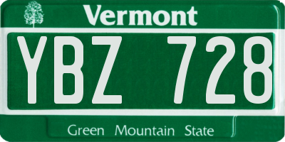 VT license plate YBZ728