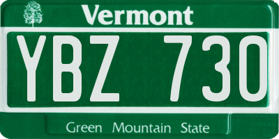 VT license plate YBZ730