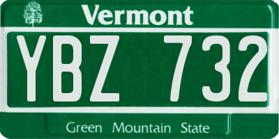 VT license plate YBZ732