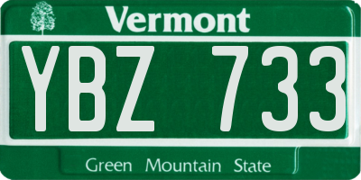 VT license plate YBZ733
