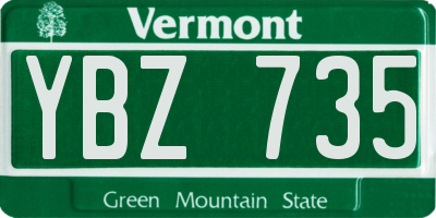 VT license plate YBZ735