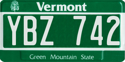 VT license plate YBZ742