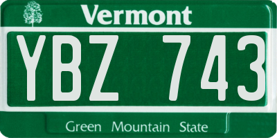 VT license plate YBZ743