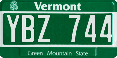 VT license plate YBZ744