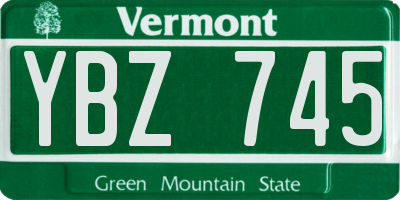 VT license plate YBZ745