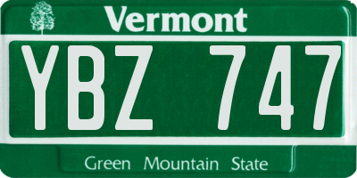 VT license plate YBZ747