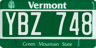 VT license plate YBZ748