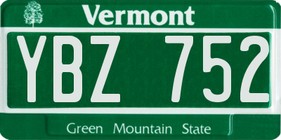 VT license plate YBZ752