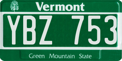 VT license plate YBZ753