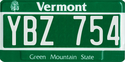 VT license plate YBZ754