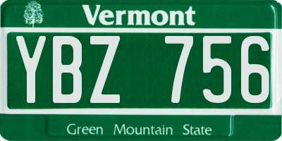VT license plate YBZ756