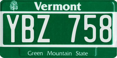 VT license plate YBZ758