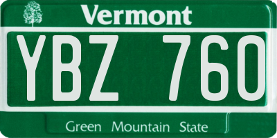VT license plate YBZ760