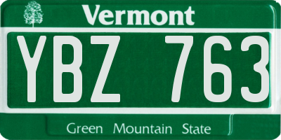 VT license plate YBZ763