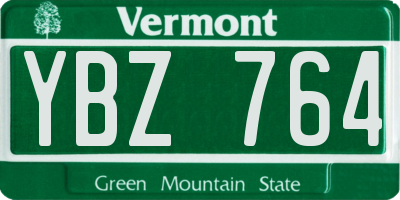 VT license plate YBZ764