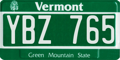VT license plate YBZ765