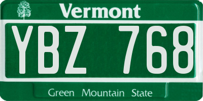 VT license plate YBZ768