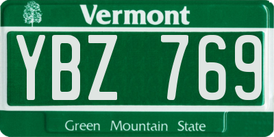 VT license plate YBZ769