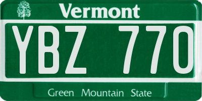 VT license plate YBZ770