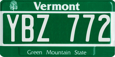 VT license plate YBZ772
