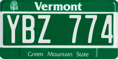 VT license plate YBZ774