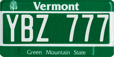VT license plate YBZ777