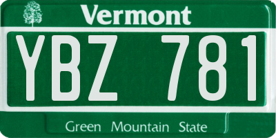VT license plate YBZ781