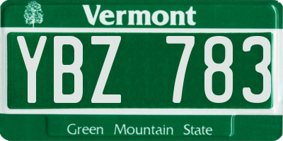 VT license plate YBZ783