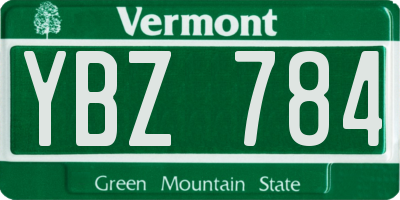 VT license plate YBZ784