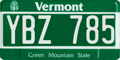 VT license plate YBZ785
