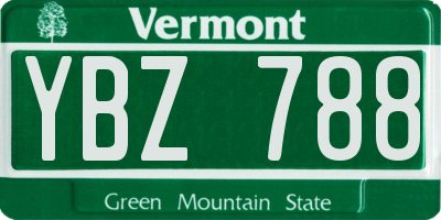 VT license plate YBZ788