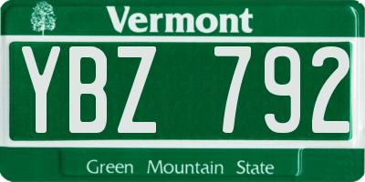 VT license plate YBZ792