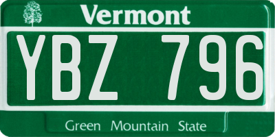 VT license plate YBZ796