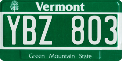 VT license plate YBZ803