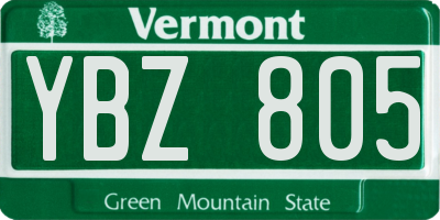 VT license plate YBZ805