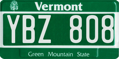 VT license plate YBZ808