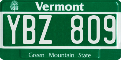 VT license plate YBZ809