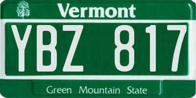 VT license plate YBZ817