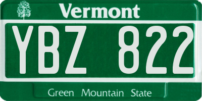 VT license plate YBZ822
