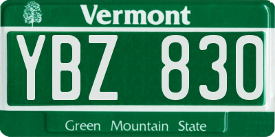 VT license plate YBZ830