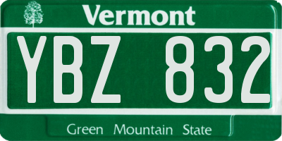 VT license plate YBZ832