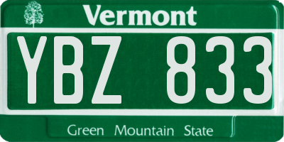 VT license plate YBZ833