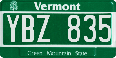 VT license plate YBZ835