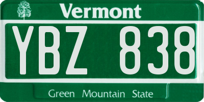 VT license plate YBZ838