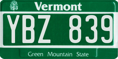VT license plate YBZ839