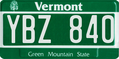 VT license plate YBZ840