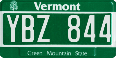 VT license plate YBZ844