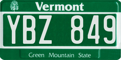 VT license plate YBZ849