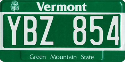 VT license plate YBZ854