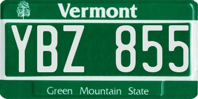 VT license plate YBZ855